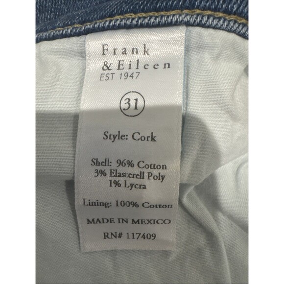 Frank & Eileen Cork Size 31  Button Fly Everyday Straight  Blue Jeans Raw Hem - Picture 5 of 13